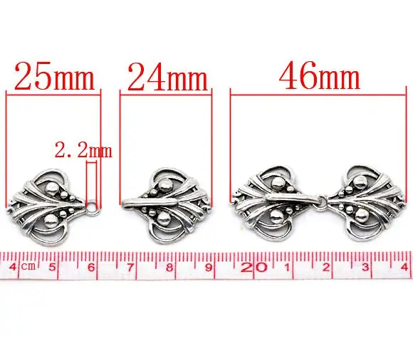 DoreenBeads старинное серебро сердце Шарм свитер застежки 25x21 мм, продается в упаковке 5 пар