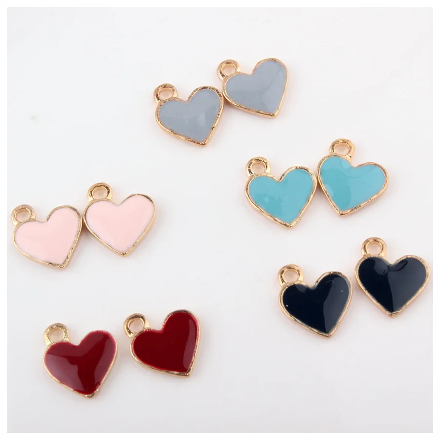 

20pcs/lot Fashion Drop Oil 5 Colors Charms Love Heart Charms Necklace Pendant For Women DIY Earrings Jewelry Accessories