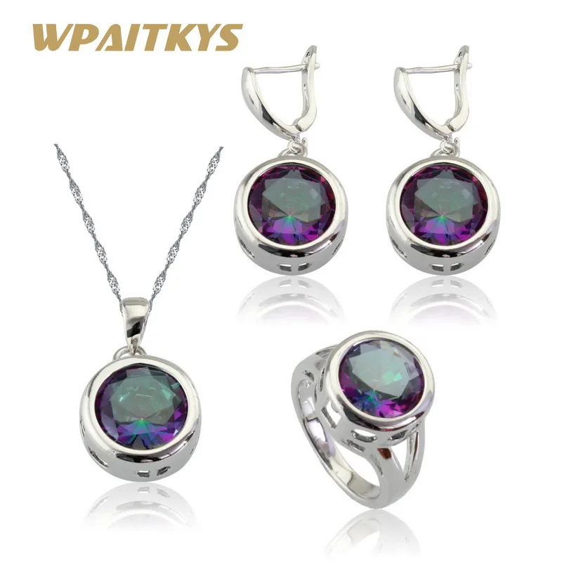 WPAITKYS Круглые разноцветные радужные кристаллы серебряного цвета Ювелирные