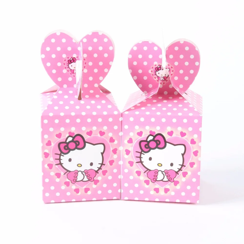Hello kitty 12 шт./лот, супер герой, Мститель, Микки, Минни, мультяшная коробка для конфет на день рождения, декор для детского душа, Детские коробки для подарков, принадлежности - Цвет: Hello kitty