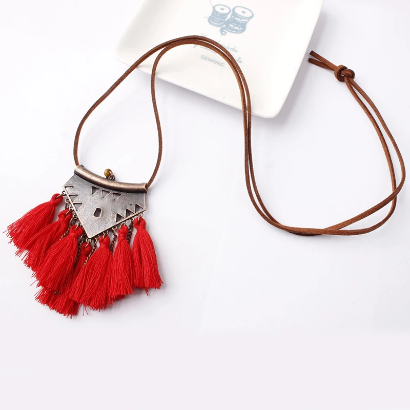 Богемное ожерелье с кисточками для женщин модное ювелирное изделие кожаная