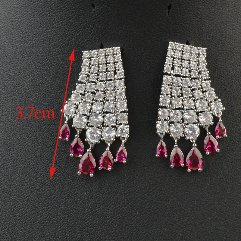 Новый дизайн с кисточками белый/красный AAA циркон серьги для женщин высокое