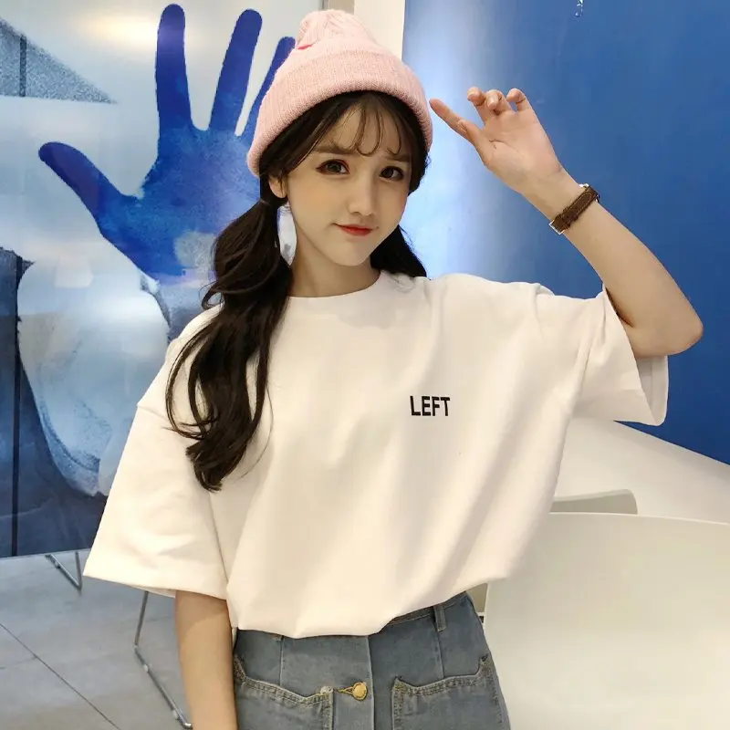 Летние женские футболки Япония Ulzzang милая футболка с коротким рукавом и