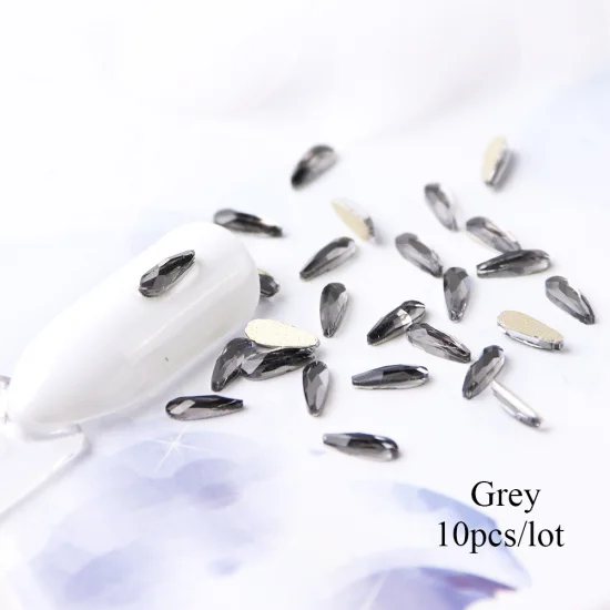 Grey 10 шт. капли воды кристаллы для ногтей Стразы 3D Шарм Лайк для дизайна ногтей украшения набор дизайн ювелирные изделия аксессуары Маникюр TR905 - Цвет: Grey