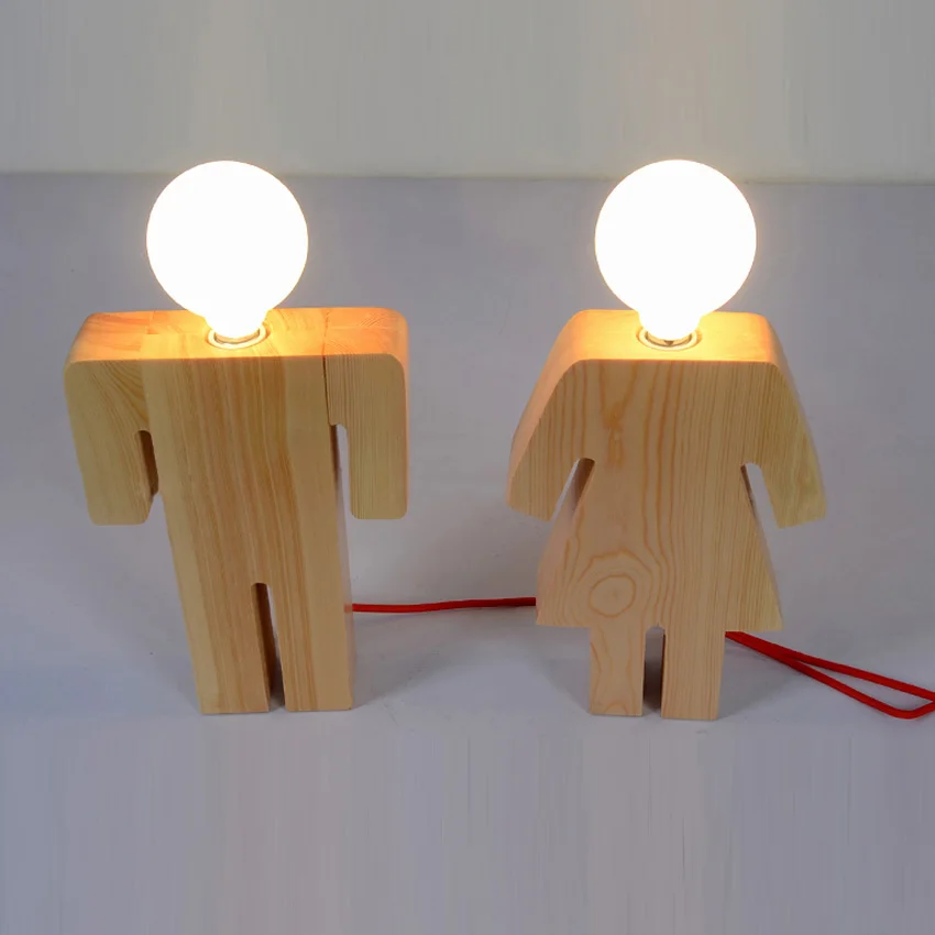 Современный дизайн Настольный светильник для мальчиков и девочек деревянная