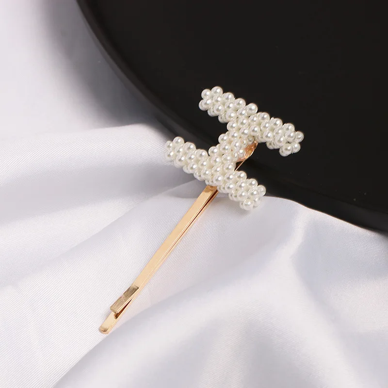 Женские заколки ручной работы с имитацией жемчуга и английскими буквами модные