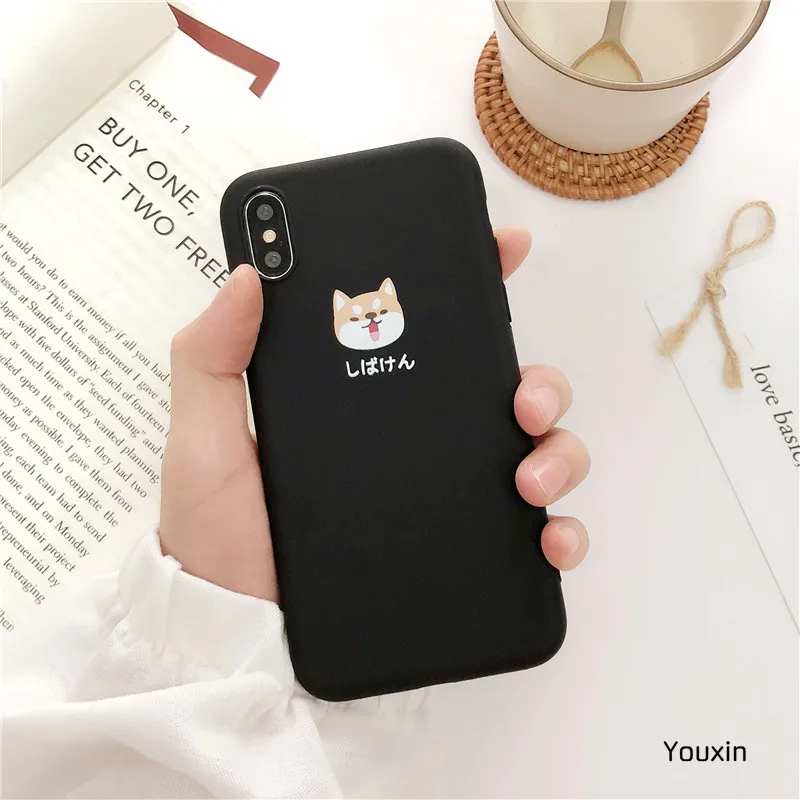Черный красный милый улыбающийся Шиба ину мягкий чехол для телефона iphone 7 6 8 plus x xr