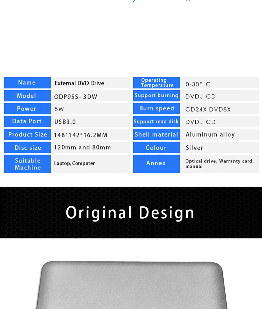 Deepfox USB 3,0 внешний CD-RW/DVD-RW DVD горелки Привод рекордер оптический привод для планшетов ПК Mac ноутбук тонкий привод