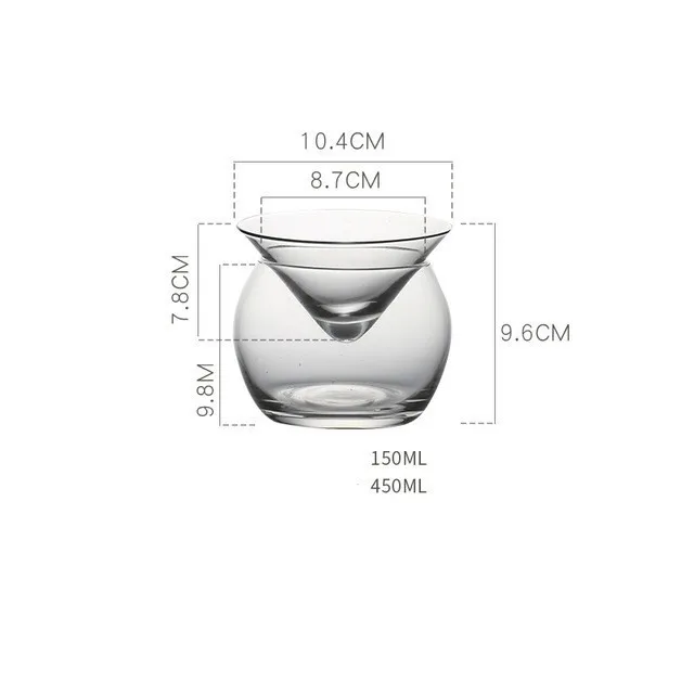 150ml and 450ml Креативный барный салон для коктейлей, двухслойный Набор бокалов для вина, Мартини, Свадебный бокалы для шампанского, стакан для мороженого - Цвет: 150ml and 450ml
