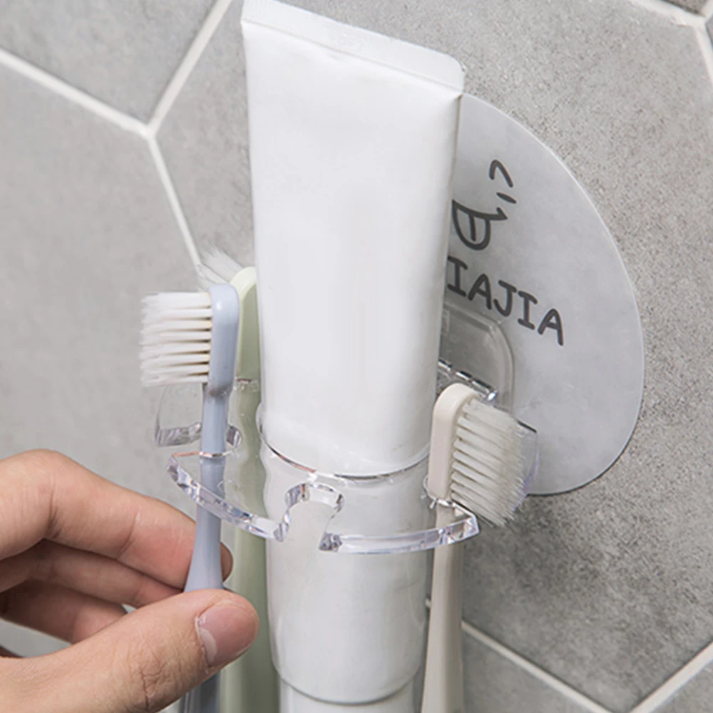 Plastic Shaver Storage Rack Strong Suction Punch-free Toothbrush Holder Toothpaste Dispenser Bathroom Organizer Accessories | Дом и сад