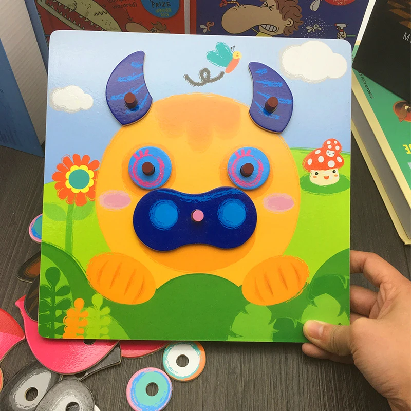 JaheerToy головоломка с животными деревянные детские игрушки для детей игра лицом