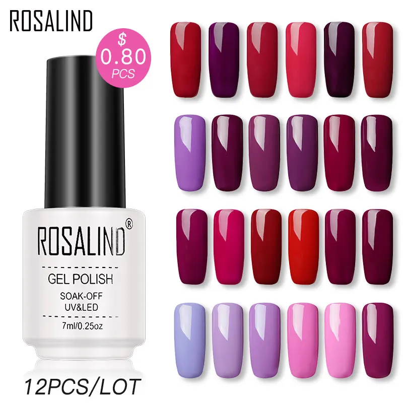 Выберите 12) ROSALIND 7 мл набор гель-лаков для ногтей для наращивания ногтей набор для маникюра Гель-лак акриловый УФ светодиодный дизайн лампы маникюрный набор