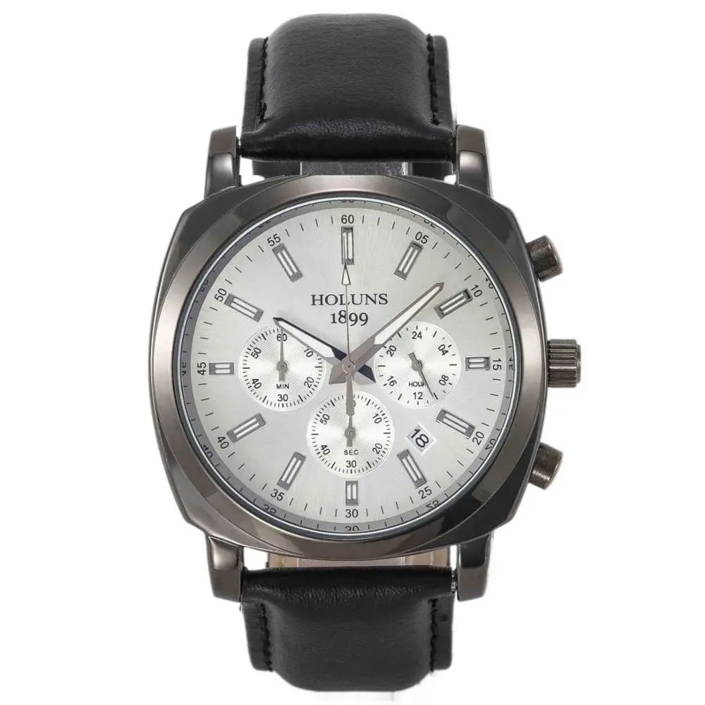YS101 only watch Мужские кварцевые часы HOLUNS, модная топовая фирма, наручные часы, черный большой циферблат, кожа, мужские часы, топовая фирма, роскошные мужские часы - Цвет: YS101 only watch