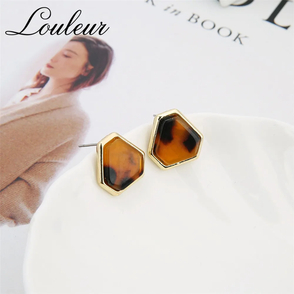 Louleur 2019 New Fashion Acrylic Leopard Stud Earrings Geometric Ladies Statement For Women Girl Party Jewelry | Украшения и