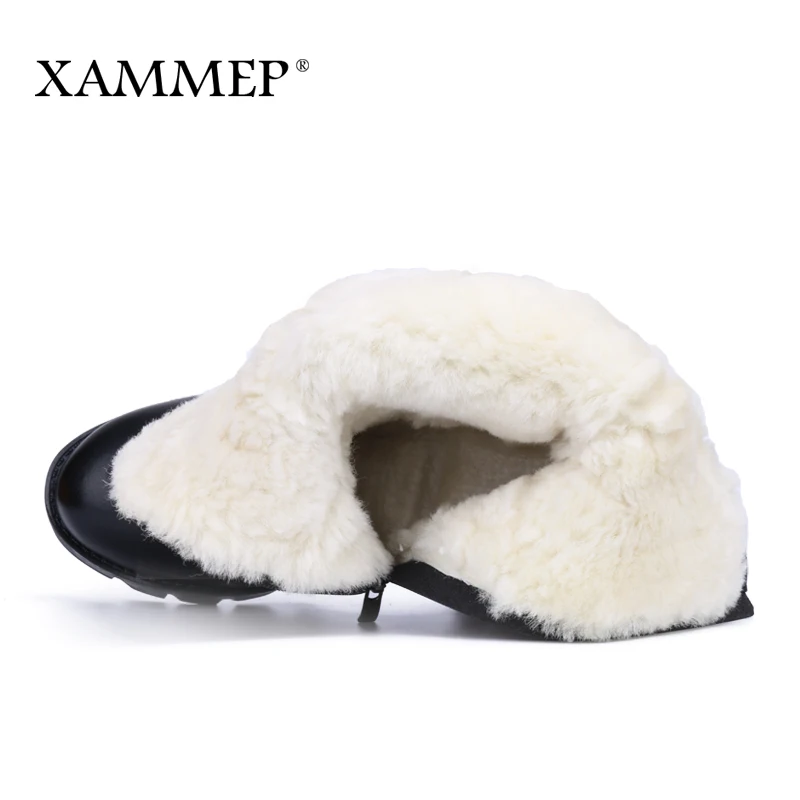 Женские зимние ботинки Xammep из натуральной кожи и шерсти женские высокого