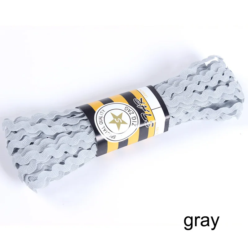 gray 15 ярдовая разноцветная териленовая лента Ric Rac Zig Zag кружевная обрезная лента для лоскутного шитья, вечерние украшения, принадлежности для рукоделия, ширина 5 мм - Цвет: gray