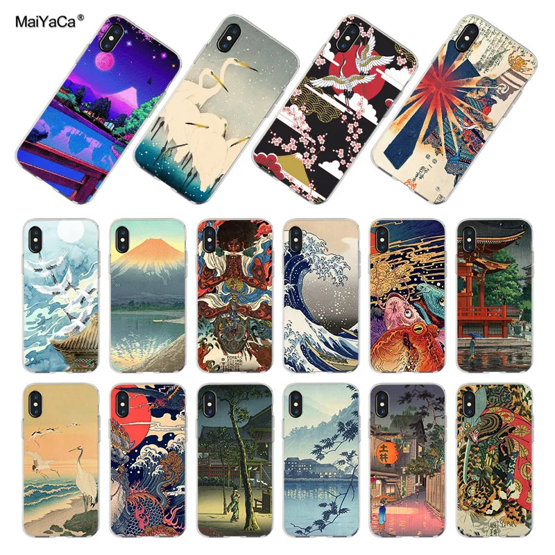 Японский стиль Япония корпус для iphone 12 7 черный чехол iPhone 6S 6plus 7plus 8 8Plus X 5 5S XR XS MAX Fundas Capa|Бамперы| |