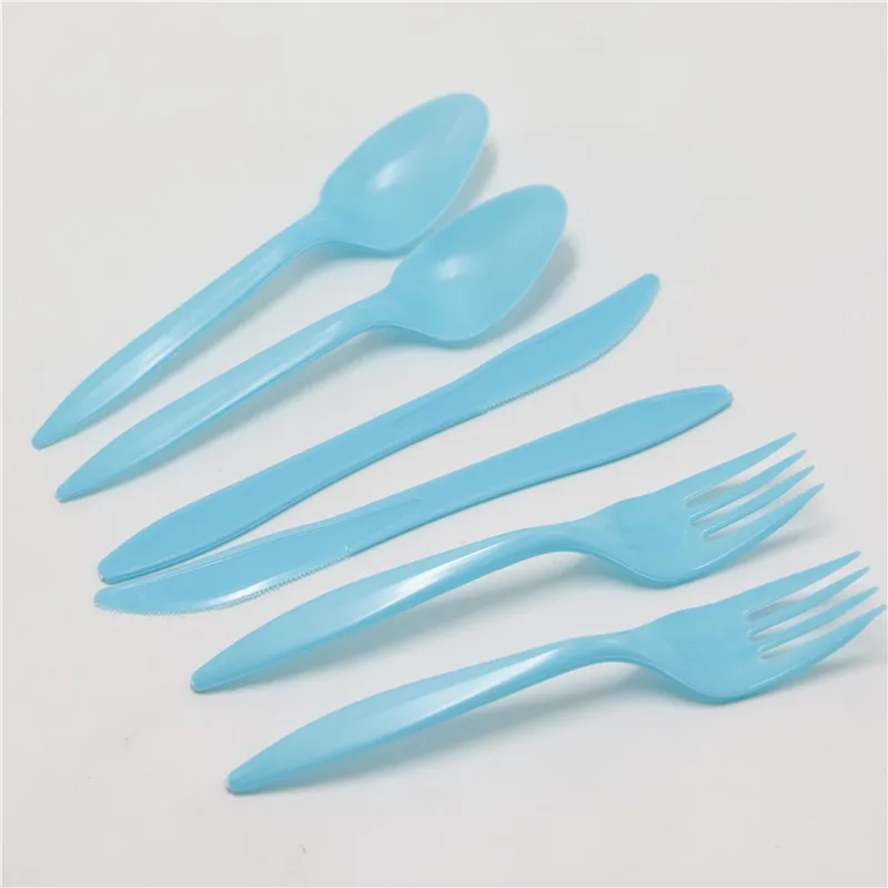 24 шт./лот свадебные синий пластик ложка с днем рождения Декоративная скатерть для