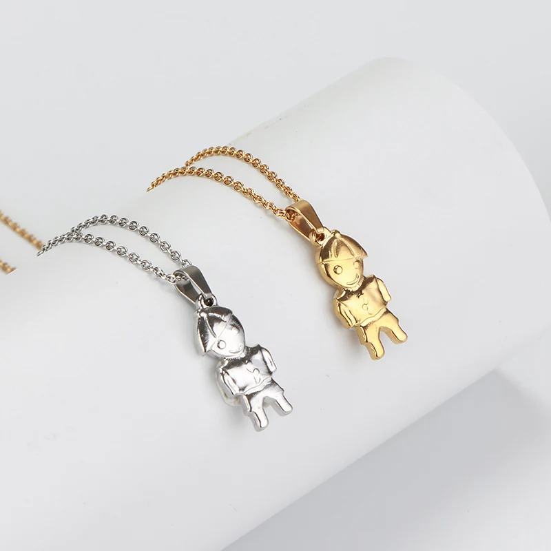 ZFVB Gold color Women Boys Pendant Necklaces Stainless Steel Cute Son Chokers Necklace Pendants Jewelry Bijoux Gift | Украшения и