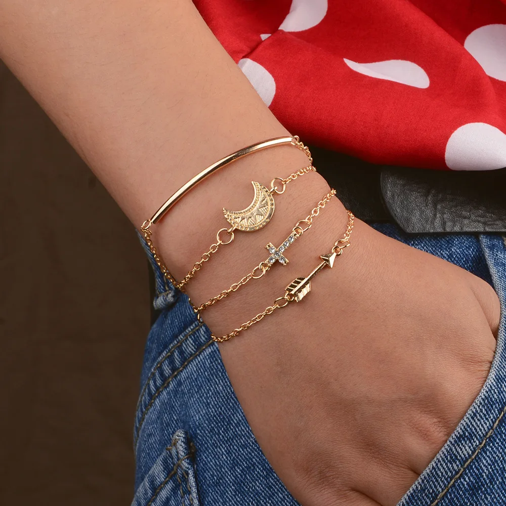 4 шт./компл. модная богемная Классическая Крест Тотем Луна стрела Кристалл