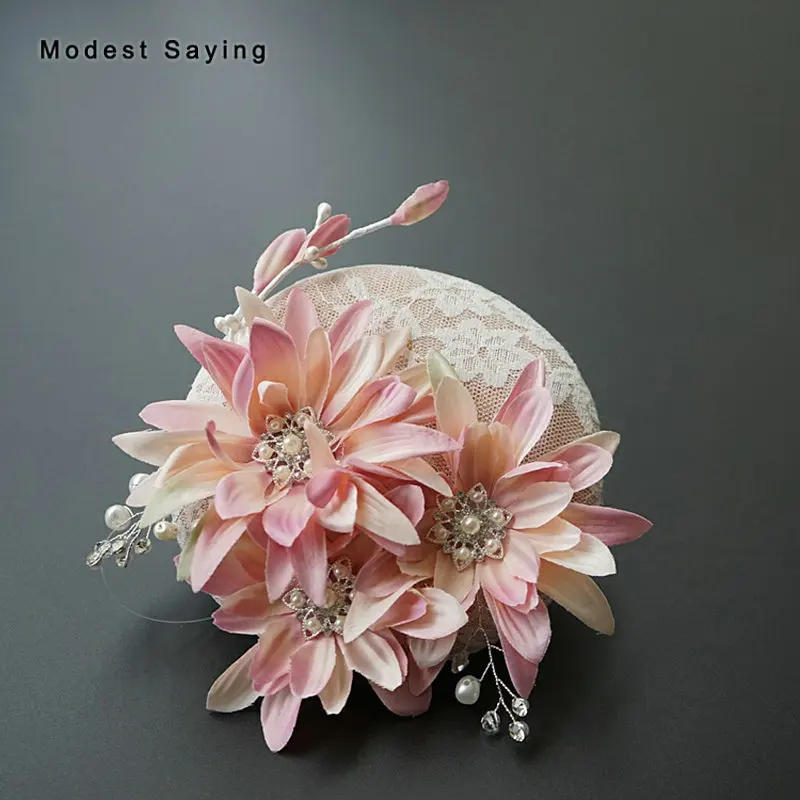 

Vintage Lace Bridal Hats 2019 with Pearl Bridal Headwear with Hearpin Wedding Accessories headpiece pamelas y tocados para bodas