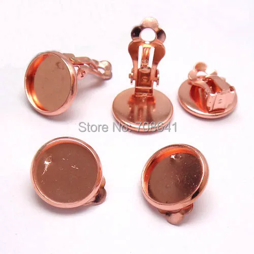 Пустые Настройки основы для сережек с круглой рамкой Стеклянные Кабошоны клипсы