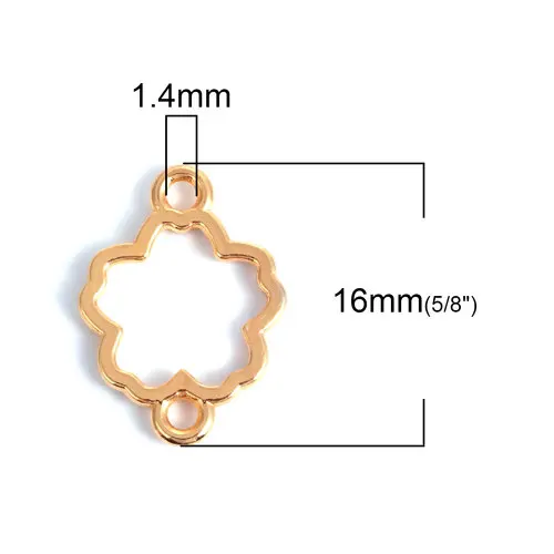 DoreenBeads рамка из смолы открытая оправа пустая Подвеска DIY металлическая рамка для изготовления ювелирных изделий из смолы цветок шестиугольник золотой цвет 20 шт