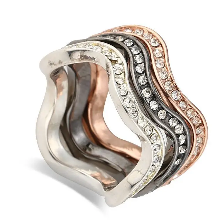 Женское кольцо 3 в 1 с австрийскими кристаллами | Украшения и аксессуары