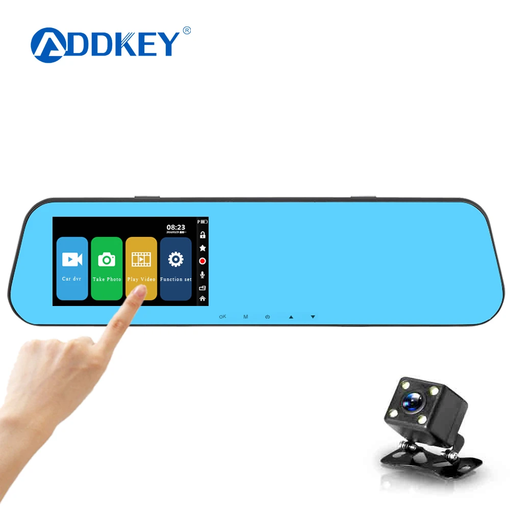 ADDKEY 4 3 дюймов сенсорный экран Автомобильный видеорегистратор обзор камеры