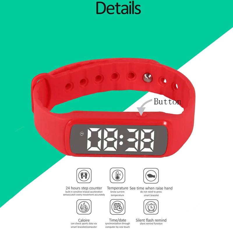Детский подарок фитнес браслет умные часы с шагомером силиконовый смарт для