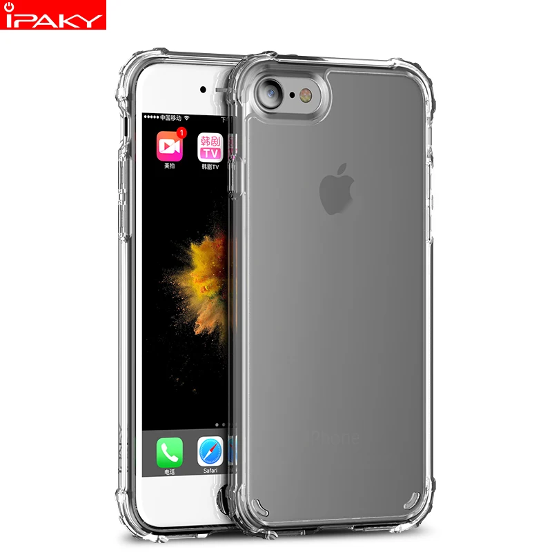 Чехол IPAKY для iPhone 8 7 Plus 6 6s ПК задний бампер из ТПУ Гибридный прозрачный