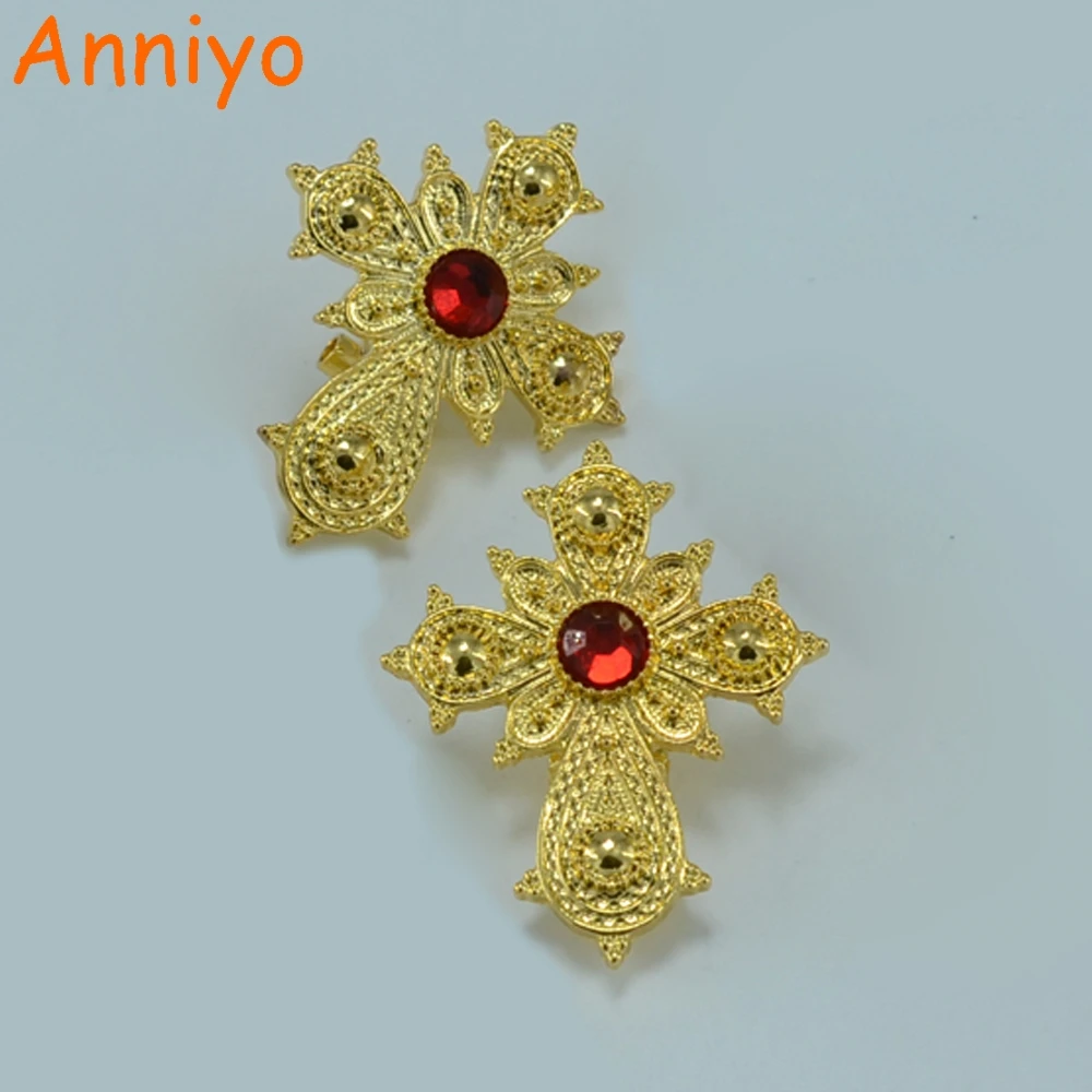 Серьги Anniyo 4 см для женщин Эфиопский золотой цвет ювелирные изделия Африки
