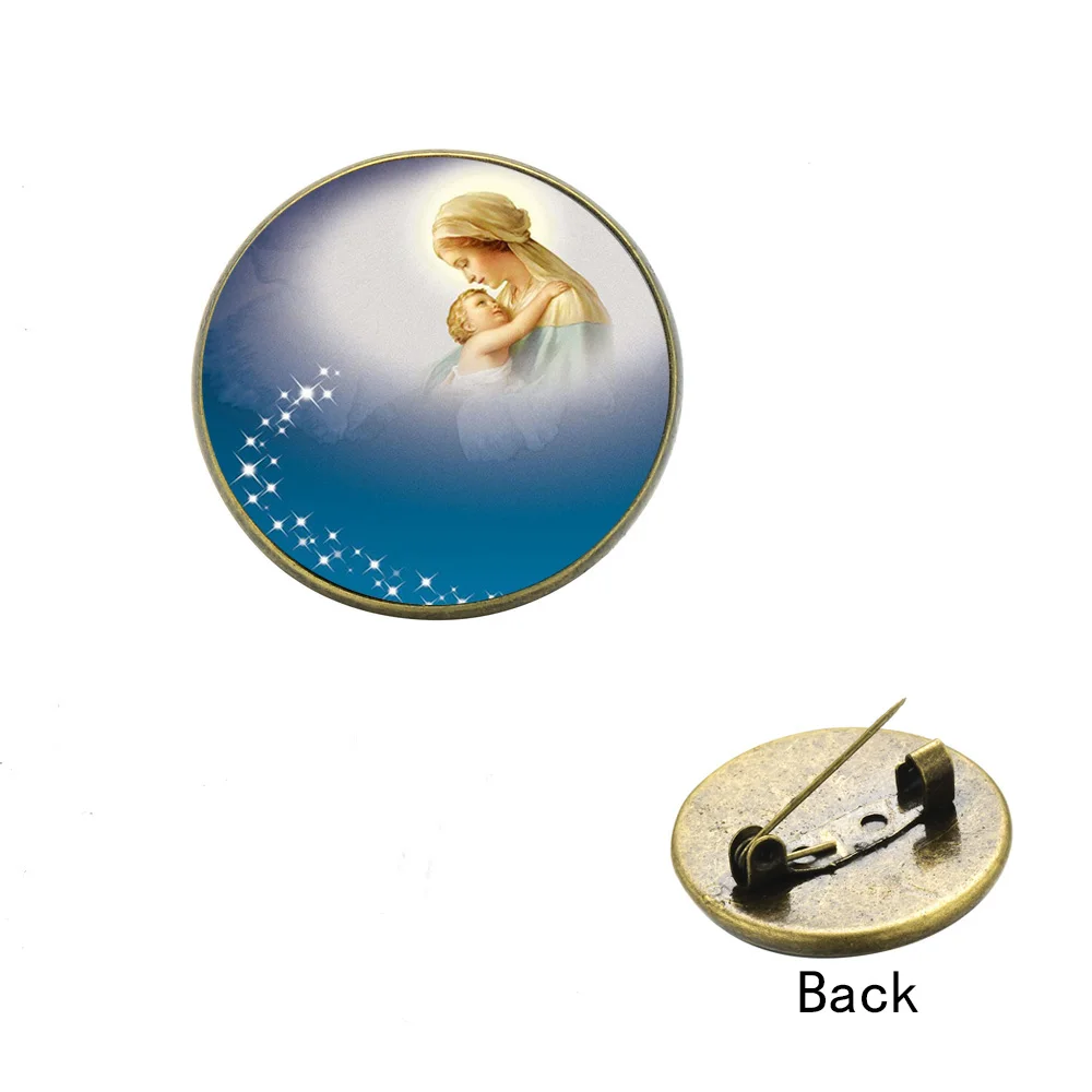 Азиатских благословенная девственная Мария мать Детские Брошь Кнопка Золотой