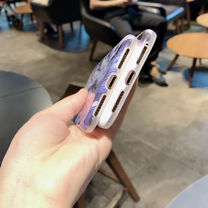 Глянцевый чехол для телефона с мраморной текстурой iPhone X XS Max XR граффити мягкий