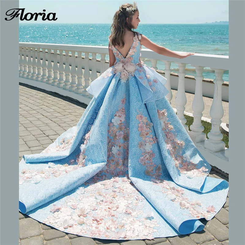 Платья принцессы с объемным цветком для девочек на свадьбу; Vestidos daminha; Детские Вечерние платья; бальное платье; платья для первого причастия для девочек