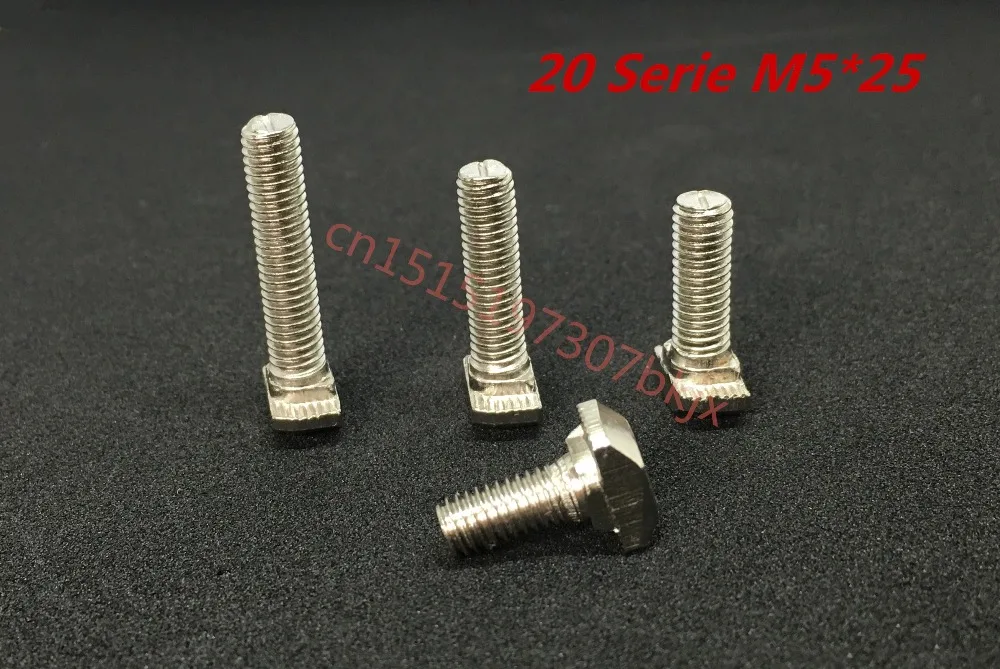 

200pcs/lot M5*25 Hammer Head T Bolt Aluminum Connectors T Head Screws 2020 Aluminum Profile Nut