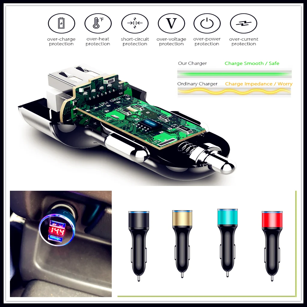 Автомобильное зарядное устройство с двумя USB-портами 12-24 В |