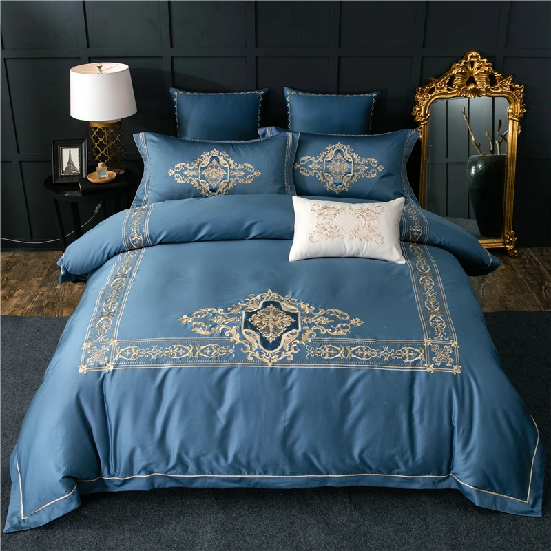 

4/6/7Pcs luxury Egypt Cotton Satin palace art Bedding Set embroidery Duvet cover set Bed Sheet Pillowcases Queen King size