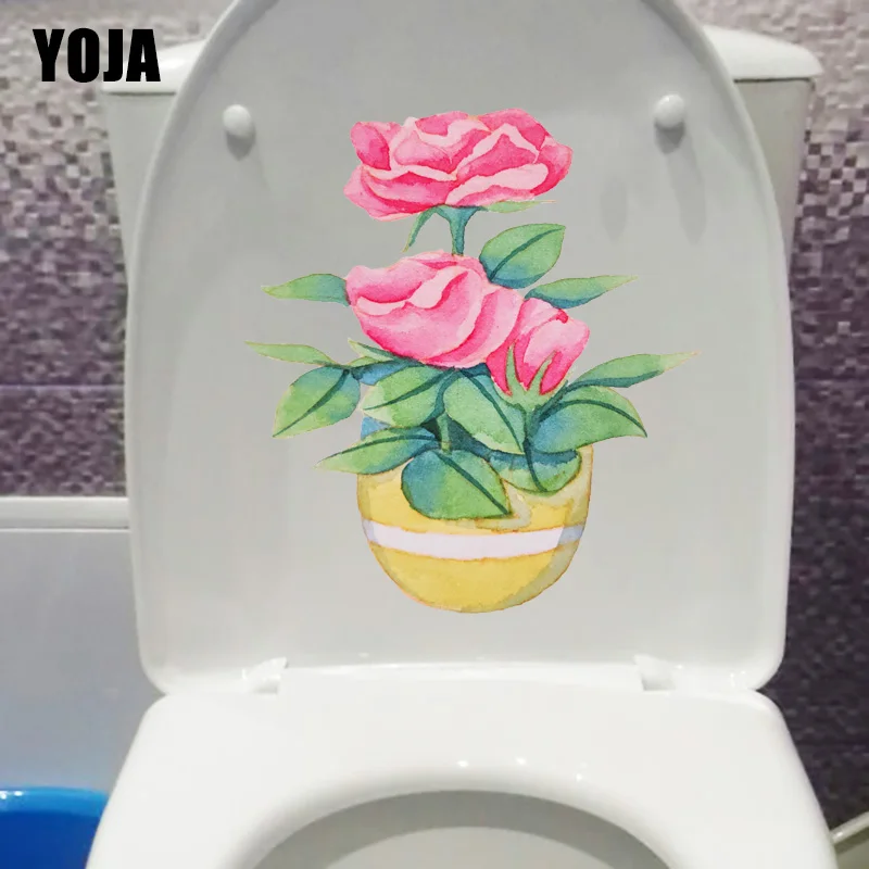 YOJA 19.2X21.3CM розовый цветочный горшок для девочек настенный стикер спальни наклейка