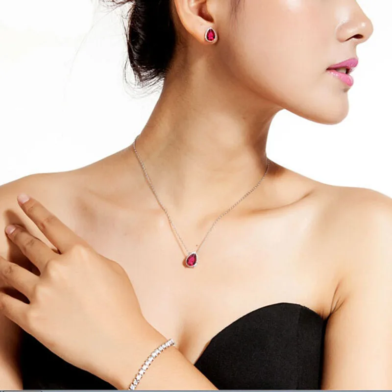 Капли воды дизайн стерлингового серебра 925 ААА подвеска с цирконием ожерелья для
