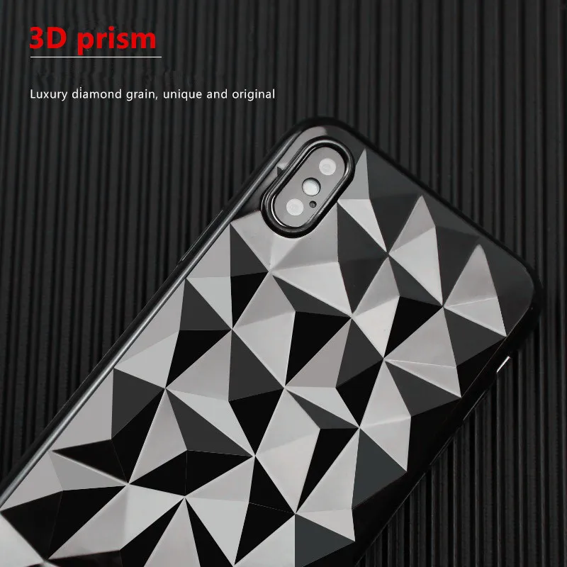 Роскошные 3D ромбовидный узор чехол для iPhone X Ультратонкий Мягкий ТПУ силиконовый