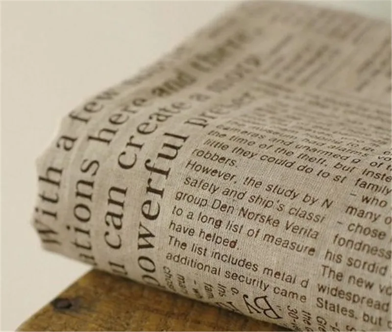 Винтажная Европейская газета в стиле ретро хлопчатобумажная льняная ткань 50 х150