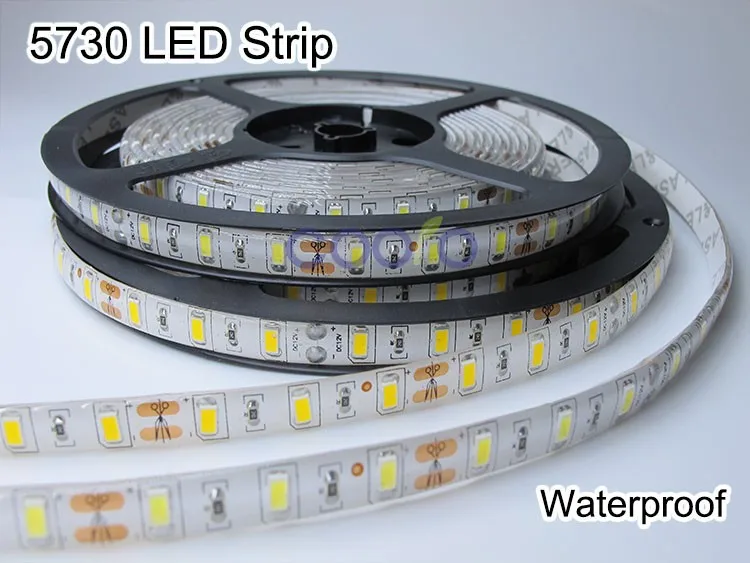 5730 SMD Светодиодная лента, 12 В водонепроницаемый 60 светодиодный/м 5 м/лот, светодиодный чип 5730 Яркий, чем 5630/5050, белый, теплый белый