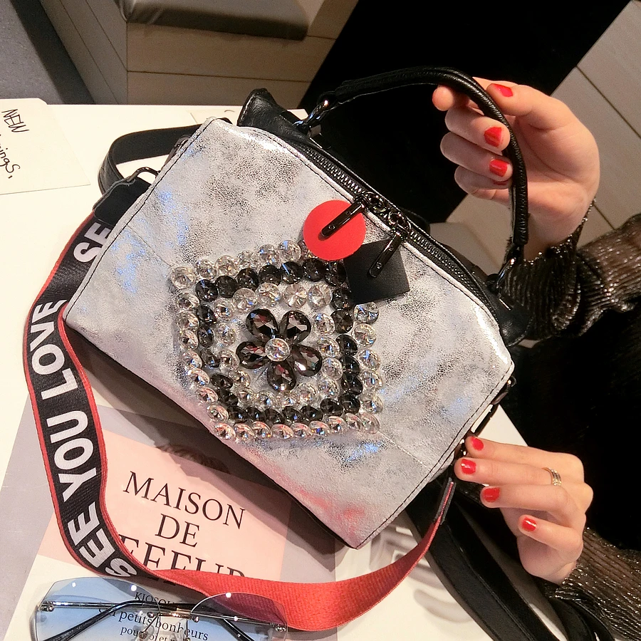 Women Diamonds PU Leather Casual Handmade Woven Tote Bag Vintage Shoulder Retro Large Capacity Messenger Bags | Багаж и сумки