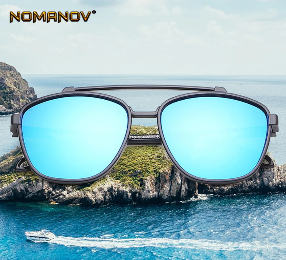 Тренд моды большой двойной мост солнцезащитные очки поляризованные зеркальные