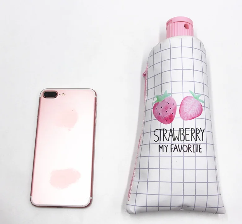 8pcs/lot Korea Creative Toothpaste Small Fresh Fruit Pencil Bag Large Capacity Multi-function Stationery Bag Girl Pencil Case