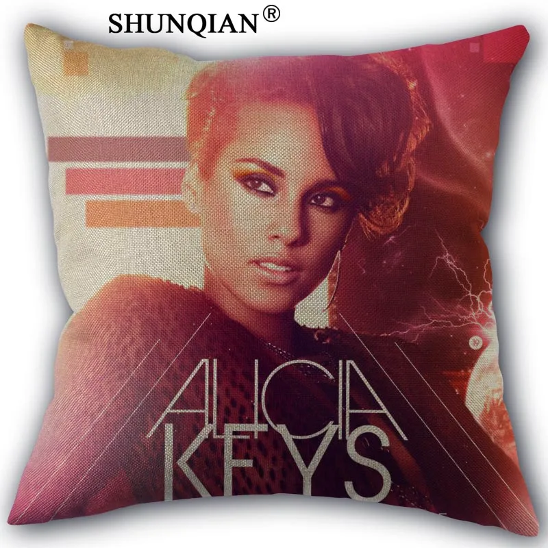 

alicia keys Pillowcase Cotton Linen Square Zippered Pillow Cover Unique Design Customize Your Picture 45x45cm one side