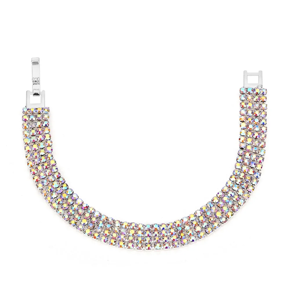 LUBINGSHINE pulseira feminina, разноцветные женские браслеты с кристаллами, свадебные ювелирные изделия, стразы, браслет на запястье - Окраска металла: E