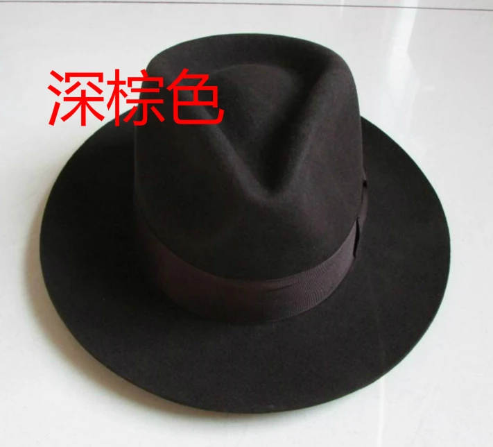 Wool Fedora Hat Unisex Felt Fedoras Hats Adult Fashion Trilby Hats Popular Headwear Wool Fedora Trilby Hats Man's Cap  B-8130 images - 6