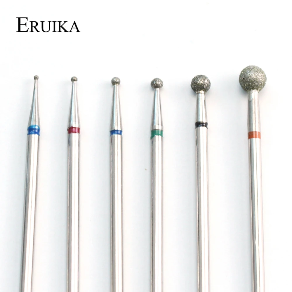 ERUIKA 6 шт. шаровая Алмазная дрель для ногтей фреза для электрического маникюрного станка ротационный заусенец гель для ногтей аксессуары для очистки кутикулы